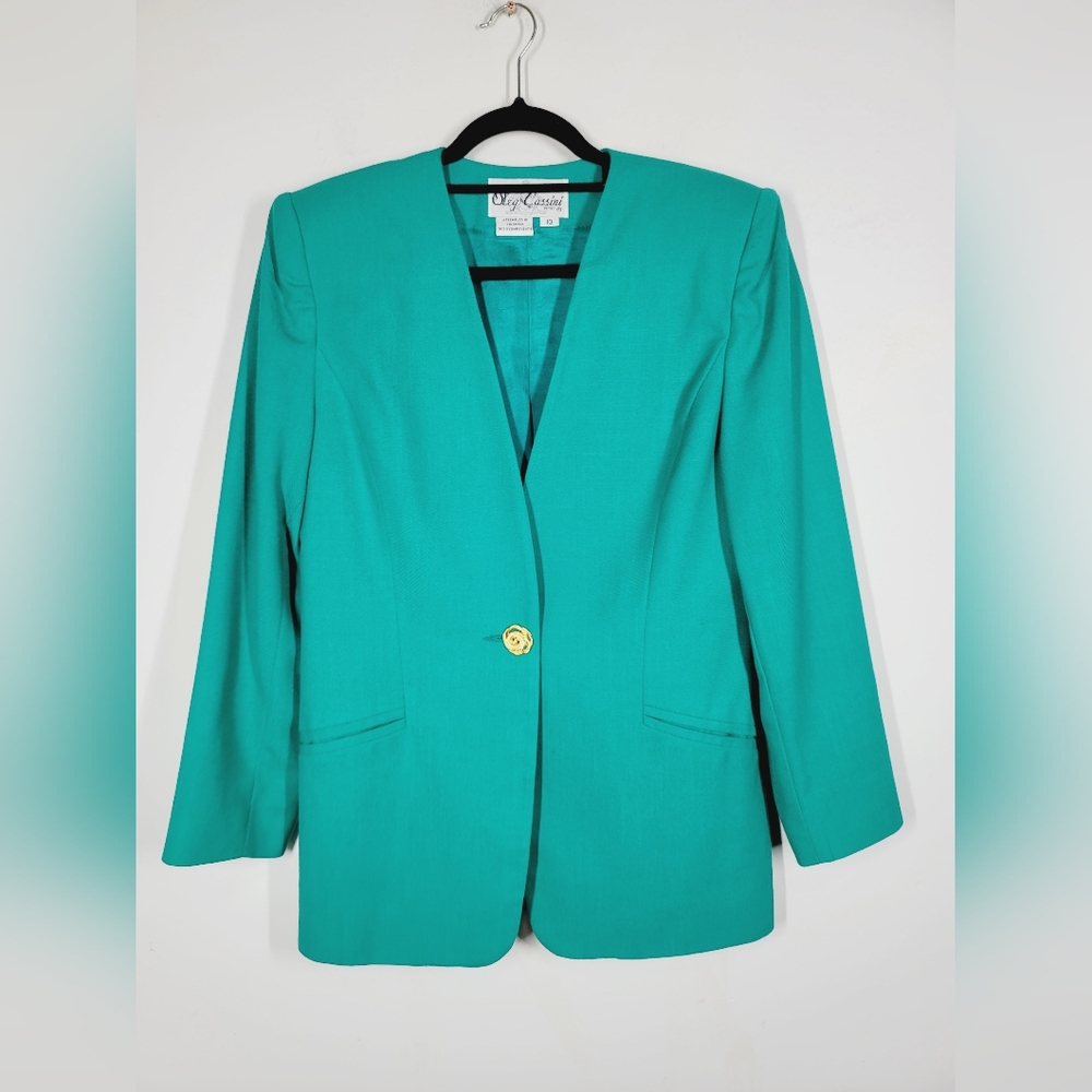 Oleg Cassini Emerald Green Blazer, Size 10